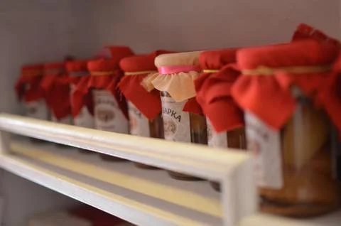 Jars on the shelf Foto stock