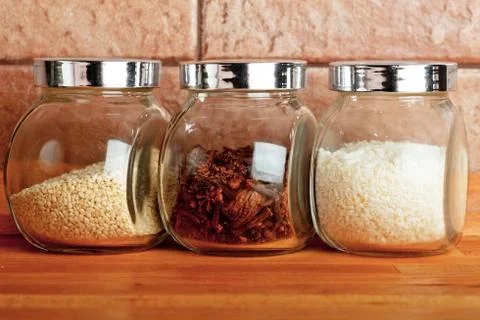 Jars with spices Stock Photos