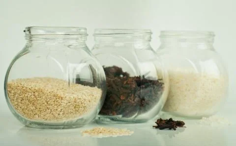 Jars with spices Stock Photos