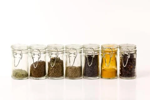 Jars with spices Stock Photos