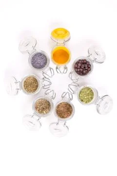 Jars with spices Stock Photos