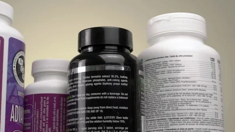 Jars With Vitamins And Supplements Pan Stock Footage 73832391