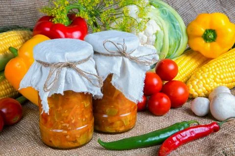 Jars with winter supplies Stock Photos
