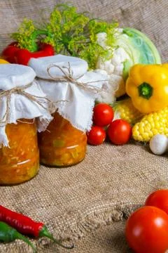 Jars with winter supplies Stock Photos