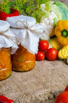 Jars with winter supplies Stock Photos