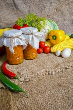 Jars with winter supplies Stock Photos
