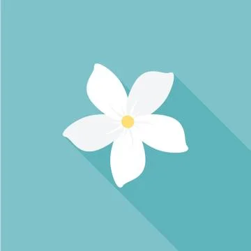 Jasmine flower icon with long shadow, flat design Stock Illustration