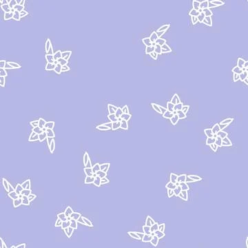 Jasmine flower line vector seamless pattern Stock Illustration