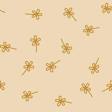 Jasmine flower spring line vector seamless pattern Stock Illustration