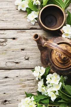 Jasmine flower tea Stock Photos