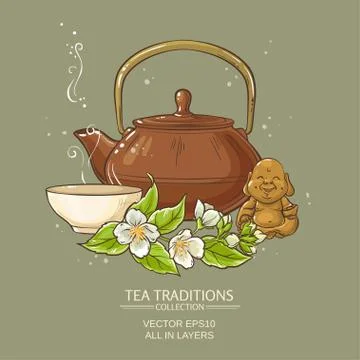 Jasmine tea vector illustration Stock Illustration