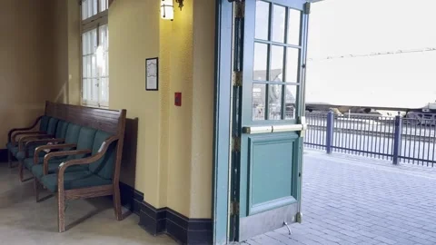 JASPER, ALBERTA, CANADA - OCTOBER 6, 2023 - Interior of Jasper Railway Station Stock Footage 345452825