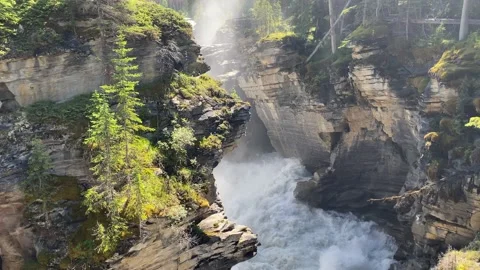 Jasper Canada Athabasca Waterfalls - 60fps Stock Footage