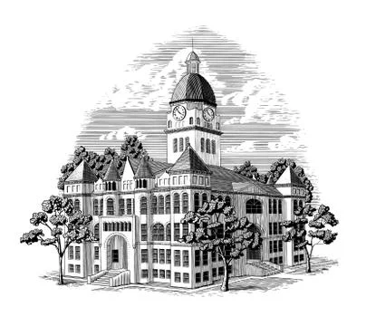 Jasper County Courthouse original Stock Illustration