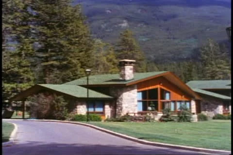 Jasper Park Lodge, Alberta, Canada, individual chalet new style Stock Footage