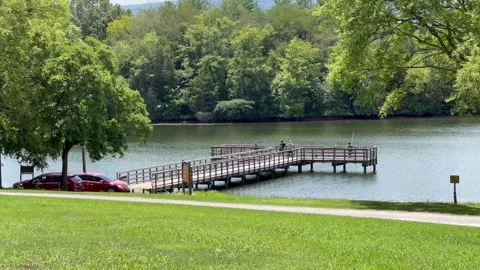 Jasper TN, USA - 2024, Aug 5: Fishing Pier Marion County Campground Stock Footage 281037880
