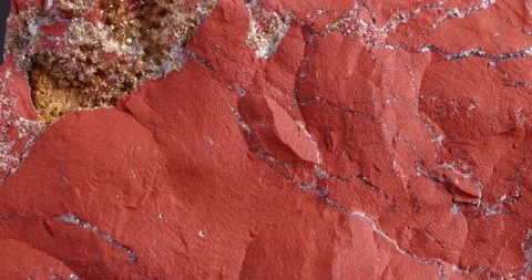 Jastic is red. Close-up of the structure of the stone. Semi-precious ornamental Stock Footage 164832553