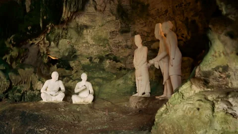 Jatijajar Cave statues Stock Footage 87197411