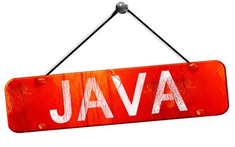 Java, 3D rendering, a red hanging sign Ilustração Stock