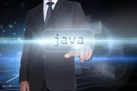 Java against circuit board on futuristic background Stock Illustration