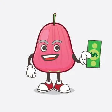 Java Apple cartoon mascot character giving dollar money Ilustração Stock