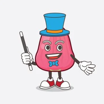 Java Apple cartoon mascot character performance as a Magician Illustrazione stock