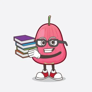 Java Apple cartoon mascot character studying with some books Stock-Illustration