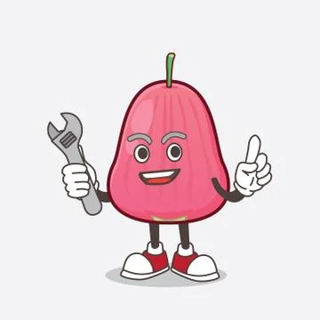 Java Apple cartoon mascot character as happy mechanic Stock Illustration