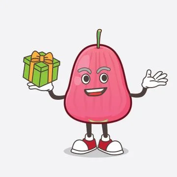 Java Apple cartoon mascot character with a box of gift Ilustração Stock