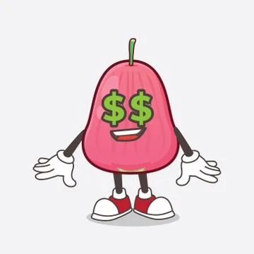 Java Apple cartoon mascot character with money symbol on eyes Ilustración de archivo