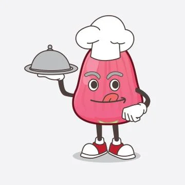 Java Apple cartoon mascot character as a Chef with food on tray ready to serv Illustrazione stock