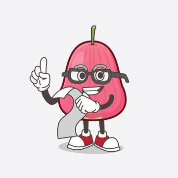 Java Apple cartoon mascot character holding a menu Stock-Illustration