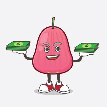 Java Apple cartoon mascot character with money on hands Illustrazione stock