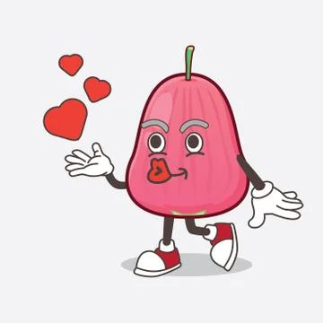 Java Apple cartoon mascot character teasing with heart kiss Stock Illustration