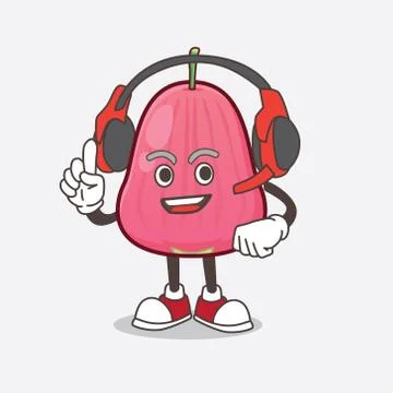 Java Apple cartoon mascot character speaking on a headphone Ilustração Stock