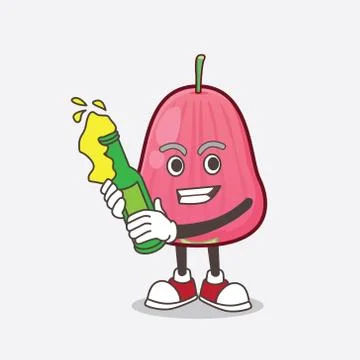 Java Apple cartoon mascot character holding a beer Ilustração Stock