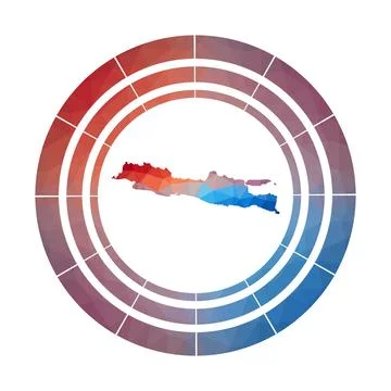 Java badge. Bright gradient logo of island in low poly style. Multicolored .. 스톡 일러스트