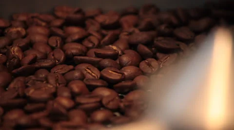 Java: Closeup of Lightly Roasted Coffee Beans in Cooling Spin Stock Footage 37256357