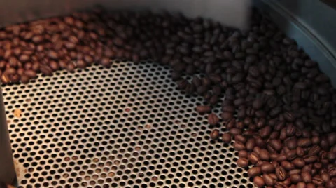 Java, Closeup of Roasted Coffee Beans in Cooling Spin Stock Footage 37255917