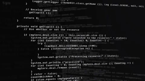 Java Code Animation Black Seamless Loop Stock Footage 52012962