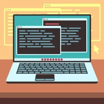 Java code on laptop screen. Programming and coding vector concept Stock-Illustration
