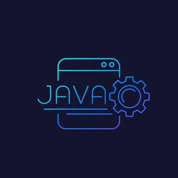 Java coding, linear icon Stock Illustration