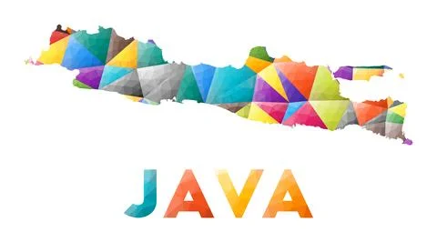 Java - colorful low poly island shape. Multicolor geometric triangles. Mode.. イラスト素材