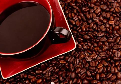 Java in Cup and Saucer Sitting in Coffee Beans Coffee sitting in the Beans... Stock Photos