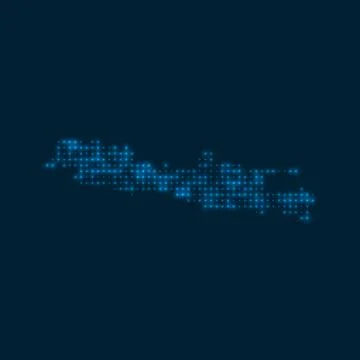 Java dotted glowing map. Shape of the island with blue bright bulbs. Vector.. 스톡 일러스트
