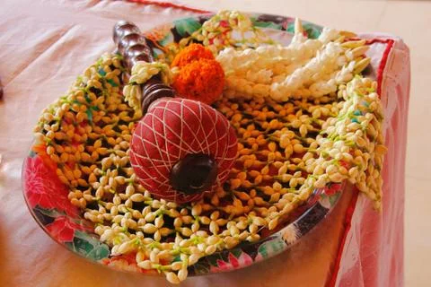 Java drum stick with wood handle for beating gongs 스톡 사진