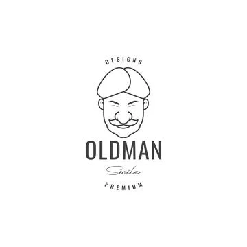 Java face old man hat culture logo design 스톡 일러스트