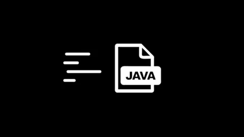 Java file icon motion graphic animation with speed lines on black background. 库存影片 346497429