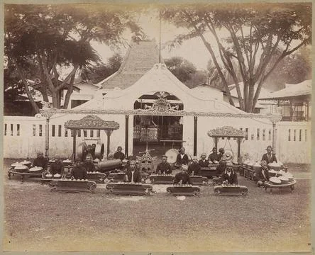 Java, Gamelan orchestra in yard. . Copyright: xpiemagsx rikslarge14062021-... Stock Photos