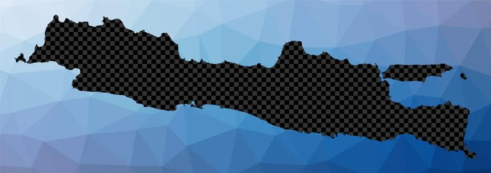 Java geometric map. Stencil shape of Java in low poly style. Vibrant island.. イラスト素材